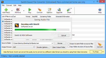 Showing a conversion task in Switch Sound File Converter